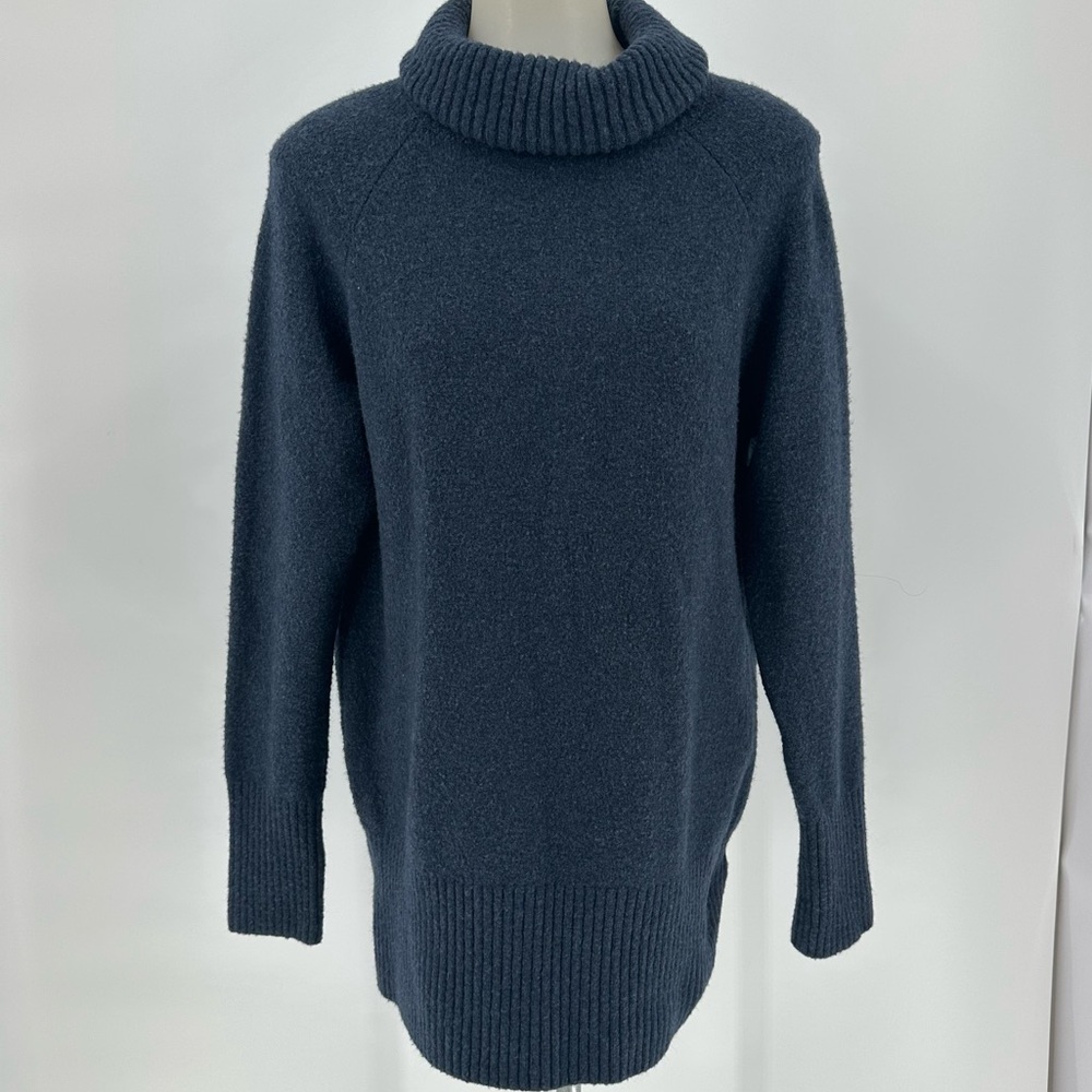 Good Threads Womens Medium Stretch Wool Blend Turtle Neck Blue Sweater C…